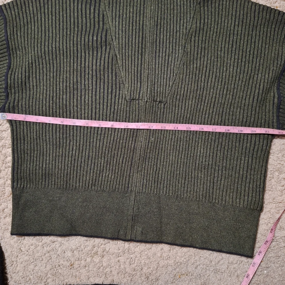 NWT Varley Olive Ribbed Zip Through Rib Knit Sweater Preppy Athleisure Size L
